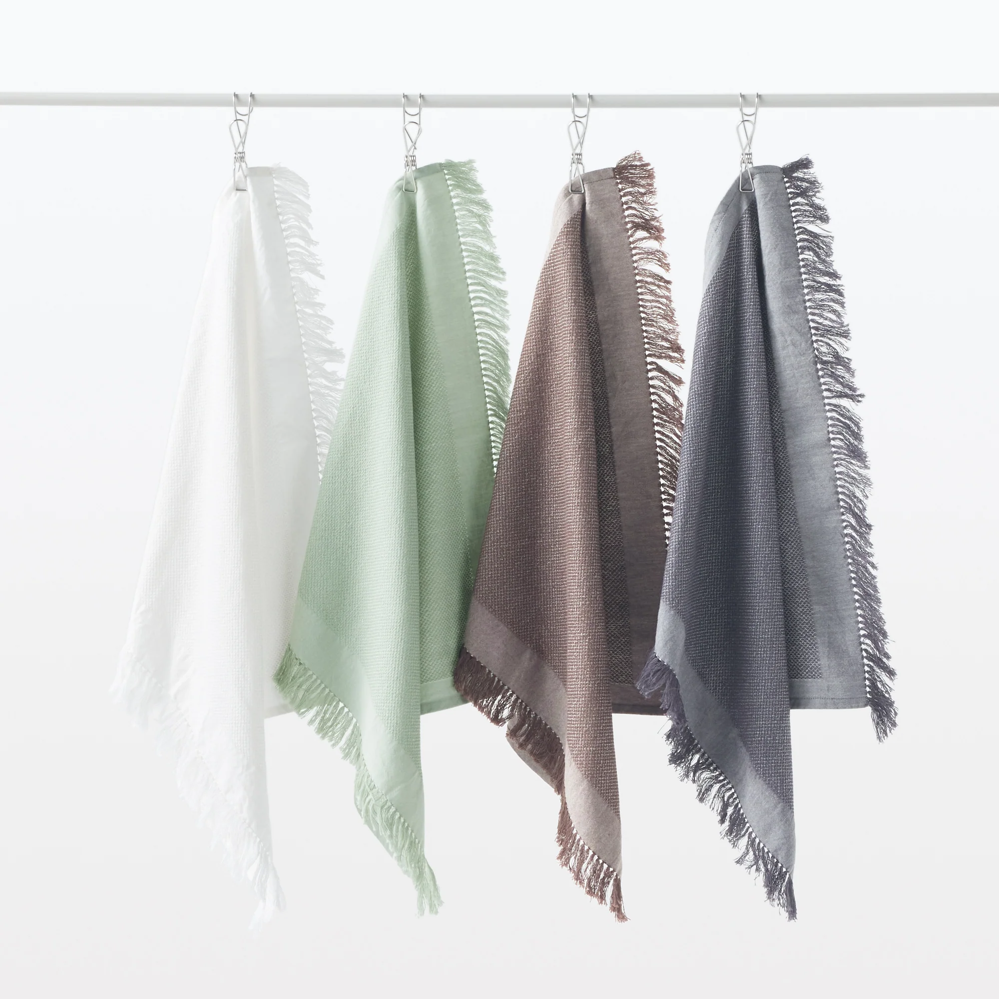 Indian Cotton Multipurpose Cloth with Fringes - Light Green - Image 6