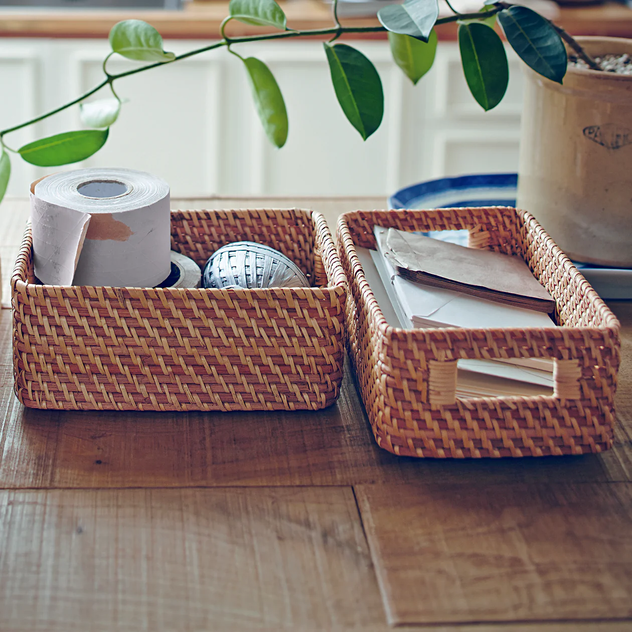 Rattan Stackable Box With Handle - Image 2